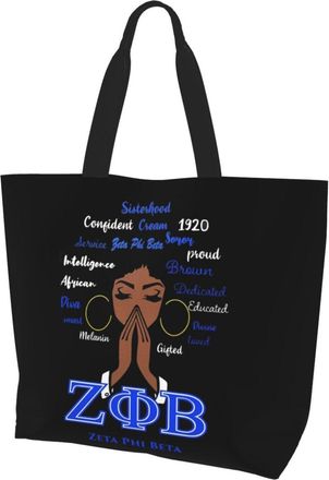 Generic 1920 Sorority Gifts Paraphernalia For Women Tote Bags Foldable Reusable Canvas Storage Bag Shopping Handbag Shoulder Bag, Black, L