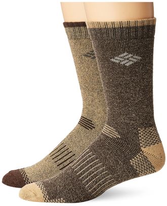 Columbia Mens 4 Pack Mid-Calf Check Crew Socks, Khaki/Brown, 10-13/Shoe Size 6-12