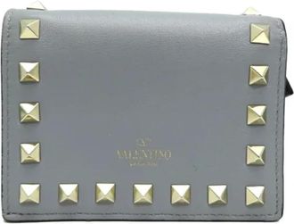 Valentino Tweedehands leren portemonnees - Dames - Vintage Accessoires - Grijs - ONE Size - Vintage
