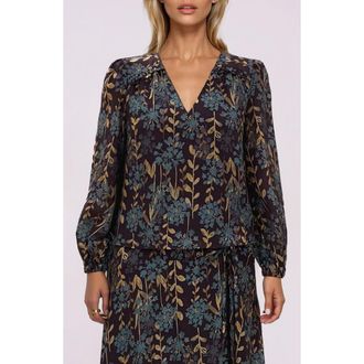 Melloday Organza Print Top in Burgundy/Blue Multi at Nordstrom Rack, Size X-Small