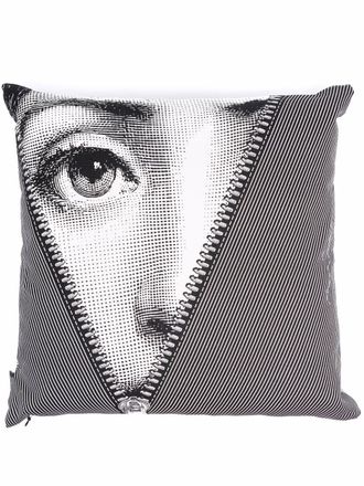 Fornasetti zipper face print cushion - Black