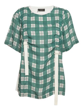 Joseph buckle-detail check T-shirt - Green