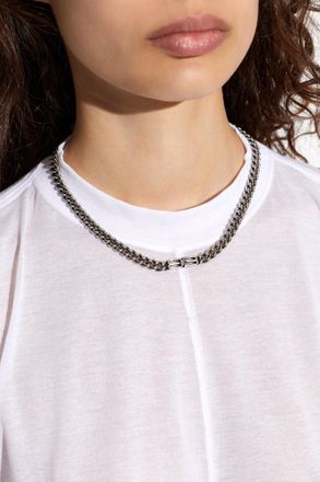 Balenciaga BB Icon Necklace, Womens, Silver