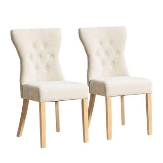 Urban Meuble Set 2 sillas de comedor chenilla beige patas de madera
