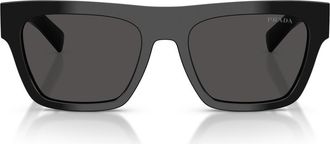 Prada 54mm Rectangular Sunglasses in Black /Dark Grey at Nordstrom