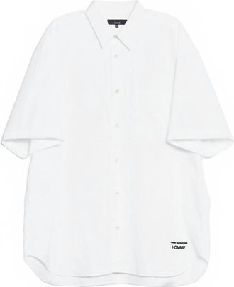 Comme Des Gar&ccedil;ons Mens Short Sleeve Embroidered Logo Button Down Shirt In White