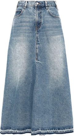 JNBY distressed maxi denim skirt - women - Cotton - M - Blue