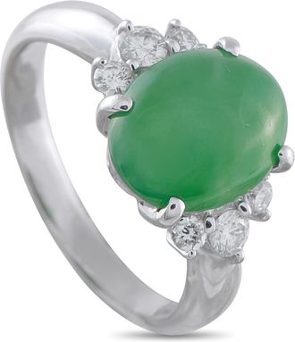 Luxury Bazaar Platinum 0.36ct Diamond and Jade Ring MF17-122325