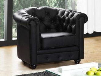 Vente-Unique Poltrona CHESTERFIELD in similpelle Nera