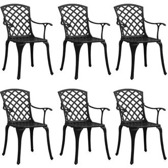 vidaXL Vidaxl - Sillas De Jard&iacute;n 6 Unidades Aluminio Fundido Negro