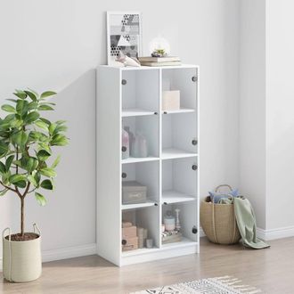Berkfield Home Highboard with Doors White 68x37x142 cm Engineered Wood | Size: 68 x 37 x 142 cm