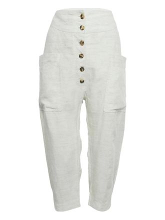 Celine buttoned linen trousers - Neutrals
