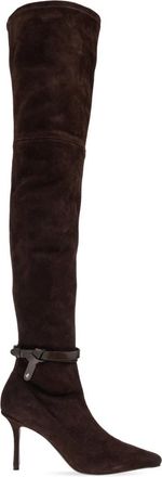 Jimmy Choo London Camie Over The Knee Boot 85 - Dames - Over de knie laarzen - Bruin - 40 1/2 EU - Leer - Schoenen