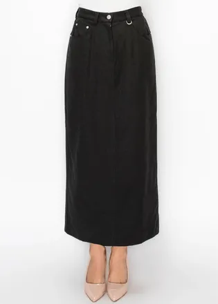 YAL New York Black Straight Skirt with Front Pockets