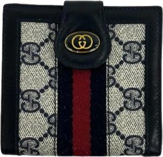 Gucci Pre-owned GG PVC Leder Portemonnee - Dames - Vintage Accessoires - Blauw - ONE Size - Leer - Vintage