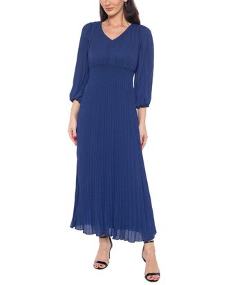 Marina Rossini Pleated Chiffon Midi Dress