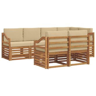 vidaXL Conjunto De Sof&aacute; Seccional Con Coj&iacute;n 7 Pcs Natural Y Beige Vidaxl