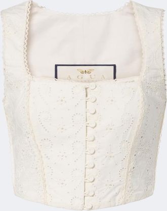 Agua Bendita Cornalina broderie anglaise cotton bustier top