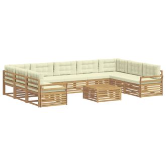 vidaXL Conjunto De Sof&aacute;s De Exterior 10 Uds. Blanco Y Crema Vidaxl