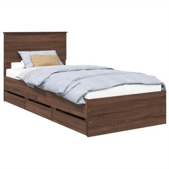 vidaXL Estructura De Cama Roble Marr&oacute;n 75 X 190 Cm Madera Ingenieril Vidaxl