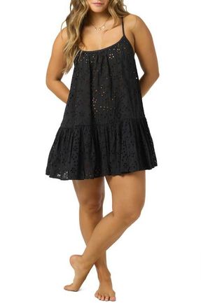 O'Neill Kylee Cotton Eyelet Cover-Up Minidress in Black at Nordstrom, Size X-Small