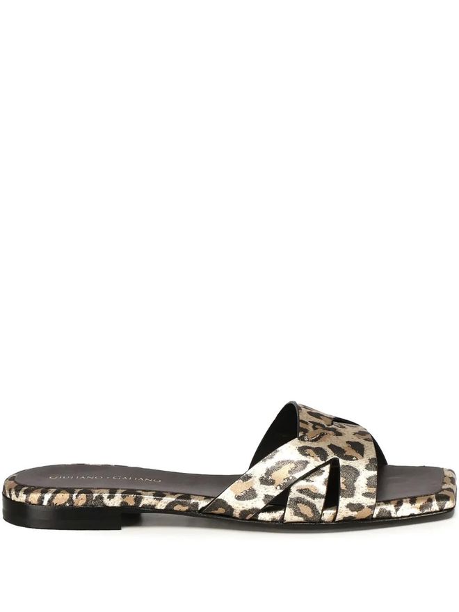 leather slides - Neutrals