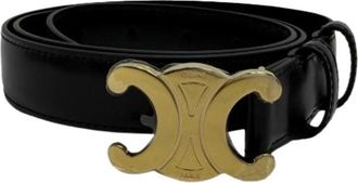 Celine Pre-owned Belts, female, Black, Size: ONE SIZE Pre-owned Triomphe Belt in Black Leather