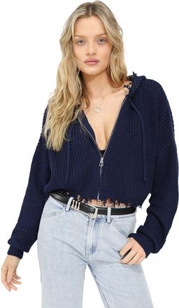 Belle & Bloom Another Love Fringe Zip Knit in Blue at Nordstrom, Size X-Small Au