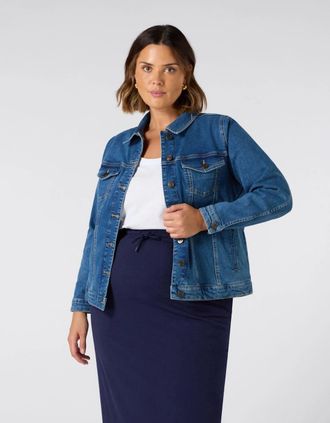 Live Unlimited London Womens Mid Blue Denim Jacket - Size: 18