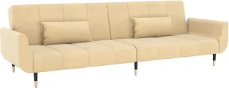 vidaXL Divano Letto A 2 Posti Con 2 Cuscini Crema In Velluto Vidaxl