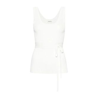 P.A.R.O.S.H. Witte Gebreide Mouwloze Top - Dames - Tops zonder mouwen - Wit - M - Tops