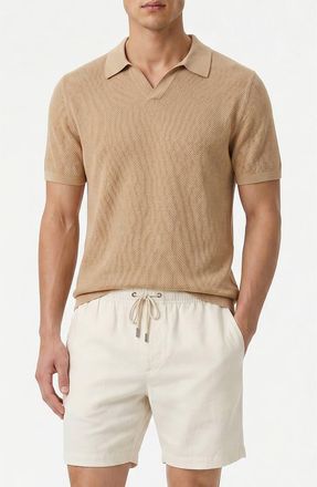 Onia Johnny Collar Cotton Textured Knit Polo in Sand at Nordstrom Rack, Size X-Small
