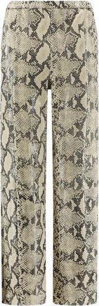 Alysi Wijde broek - Dames - Wijde Broeken - Beige - 2XS - Leer - Broeken