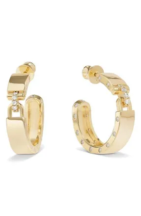 Melinda Maria Ashley Lock Hoop Earrings in Gold-White at Nordstrom