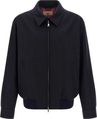 Baracuta Deep Navy Wool Blend Casual Jacket with Tartan Lining