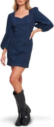Flying Tomato Long Sleeve Denim Minidress in Medium Indigo at Nordstrom Rack, Size Small