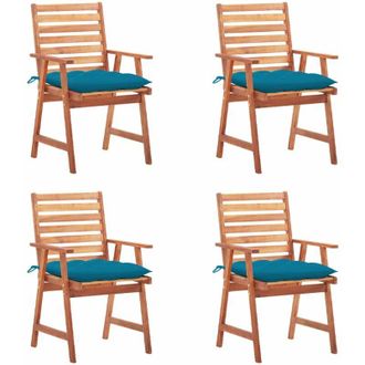 vidaXL Sillas De Comedor Para Jard&iacute;n 4 Pc Con Almohadillas Masivas