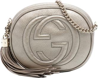 Gucci Pre-owned Gucci Mini Metallic Pebbled Calfskin Soho Chain Crossbody Ladies 353965 498879