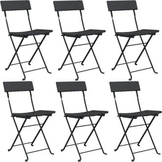 vidaXL Vidaxl - Sillas Cafeter&iacute;a Plegables 6 Uds Acero Y Rat&aacute;n Sint&eacute;tico Negro