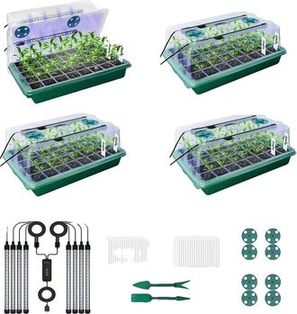 OEM Bandeja De Germinaci&oacute;n De Semillas, 160 Celdas, Dise&ntilde;o De C&uacute;pula Alta, 8 Luces Led De Cultivo, Temporizador Inteligente, Material Pl&aacute;stico
