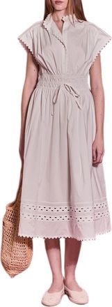 English Factory Rickrack Tie Waist Maxi Dress in White at Nordstrom, Size X-Small