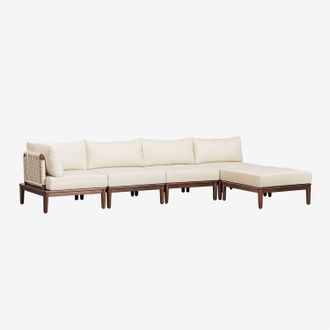 Sklum Sklum - Sof&aacute; Modular De Jard&iacute;n Esquinero De 4 Piezas Y Puff En Acacia Giulia
