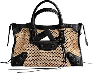 Balenciaga (WMNS) Balenciaga Le City Bag Small Natural Black 8657622ACGG9260