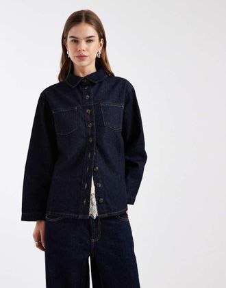 Asos Camicia di jeans avvolgente lavaggio blu vintage