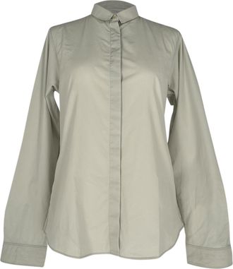 Jil Sander Hidden-Buttoned Shirt in Light Grey Cotton