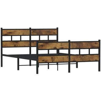 vidaXL Vidaxl - Estructura De Cama Sin Colch&oacute;n Metal Roble Ahumado 160x200 Cm