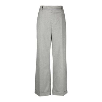 Brunello Cucinelli WomenS Pearl Grey Wool Wide Leg Trousers, Size 8