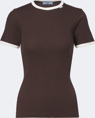 Prada Ribbed-knit cotton T-shirt