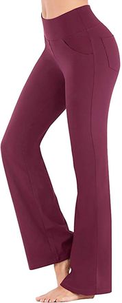 Generic Womens Boot Cut High Waisted Flared Yoga Pants, Womens High Waist Trousers Bootcut Yoga Pants for Women Tummy Control Workout Gym Casual Work Flare Tr