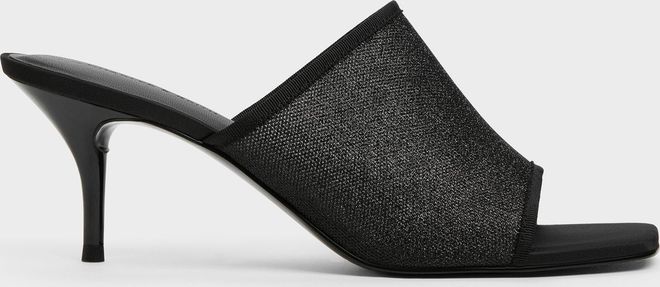 Glittered Mesh Heeled Mules